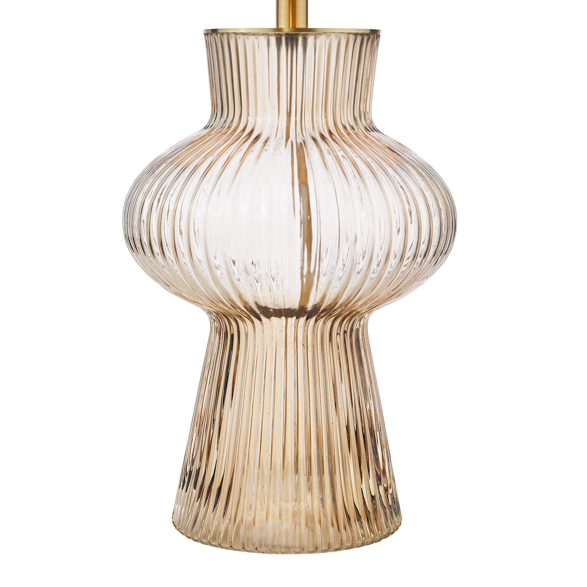 Dar Suelita Table Lamp Brown Ribbed Glass and Antique Brass With Shade