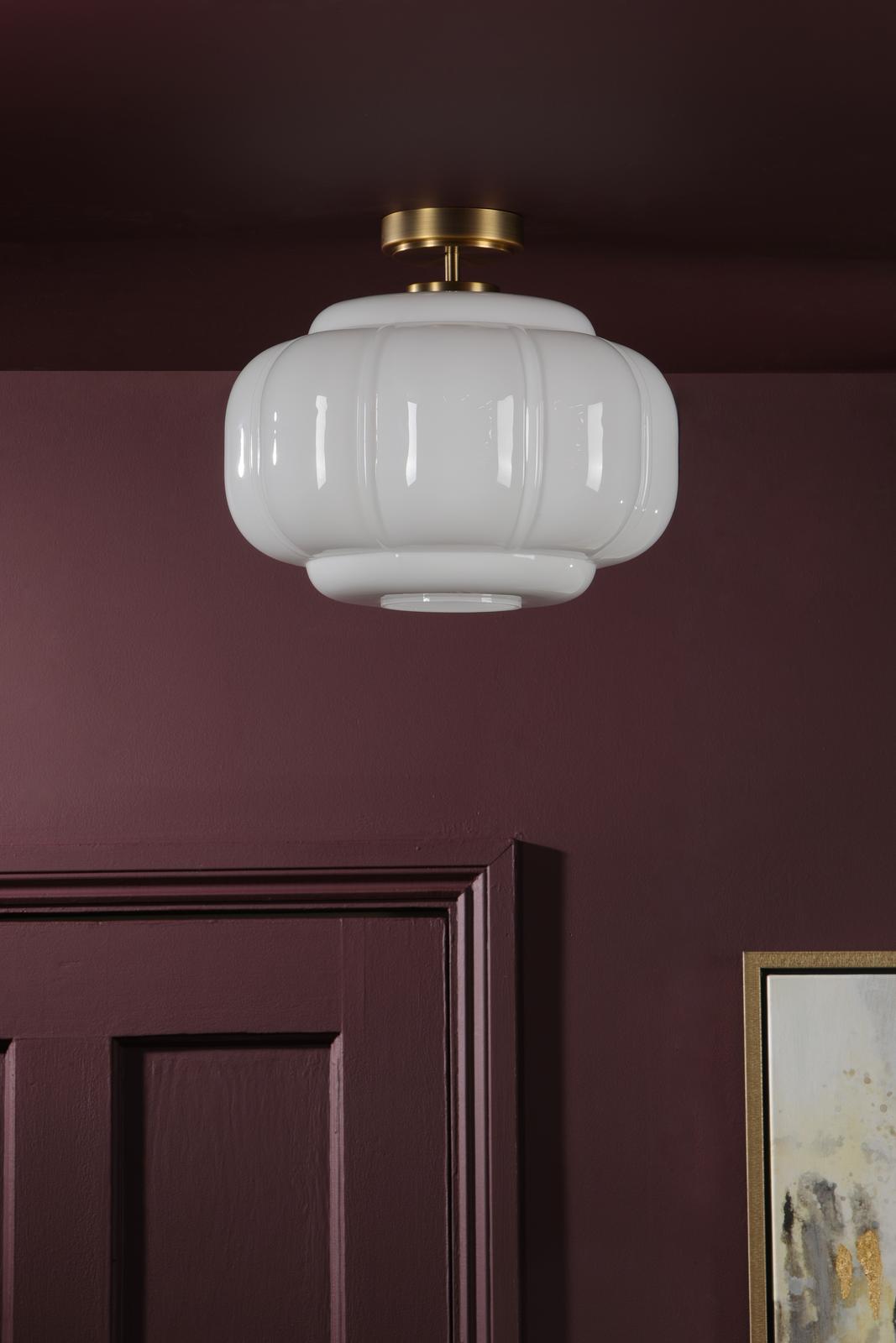 Dar Sumitra Flush Antique Bronze and Opal Glass