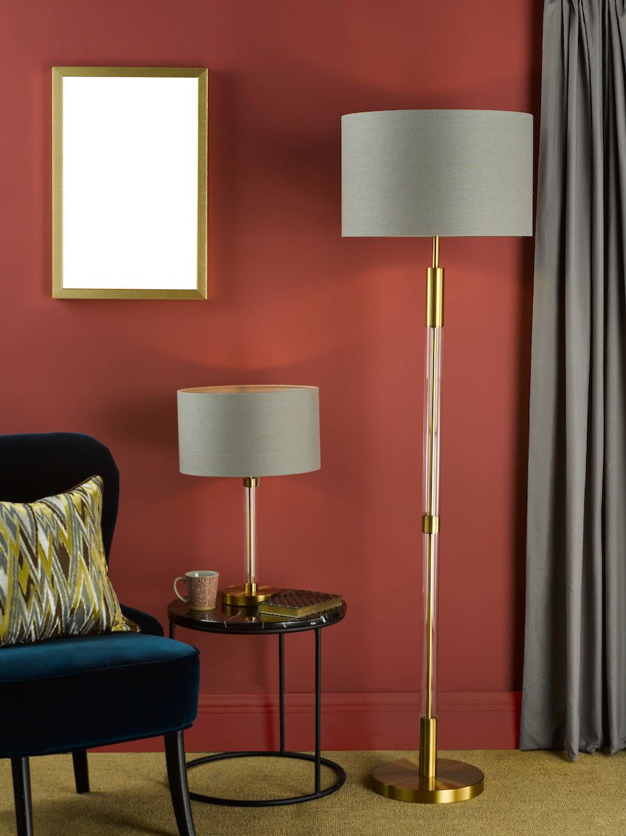 Dar Sylvester Floor Lamp Antique Brass and Glass Base Only