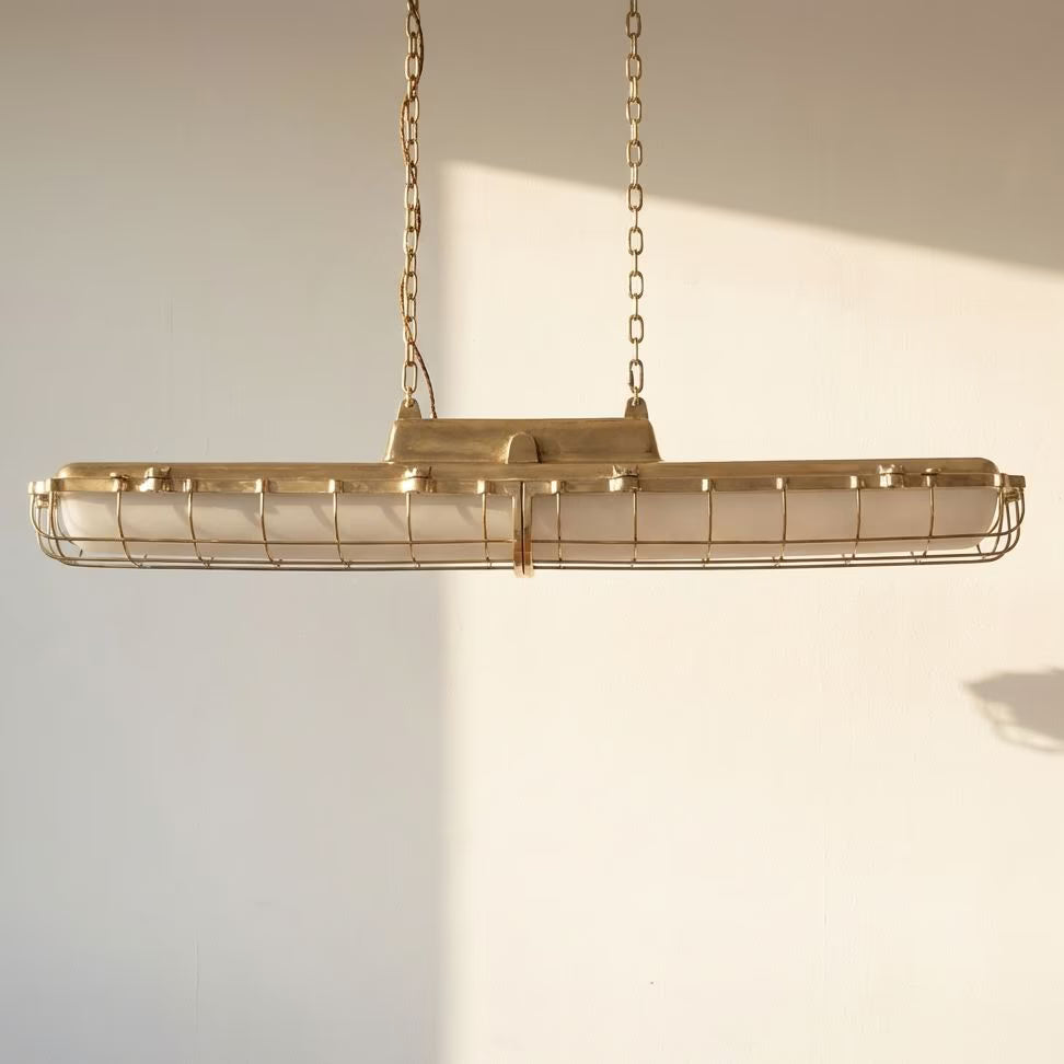 Soho Lighting Warwick Brass Industrial Strip Large Pendant Light