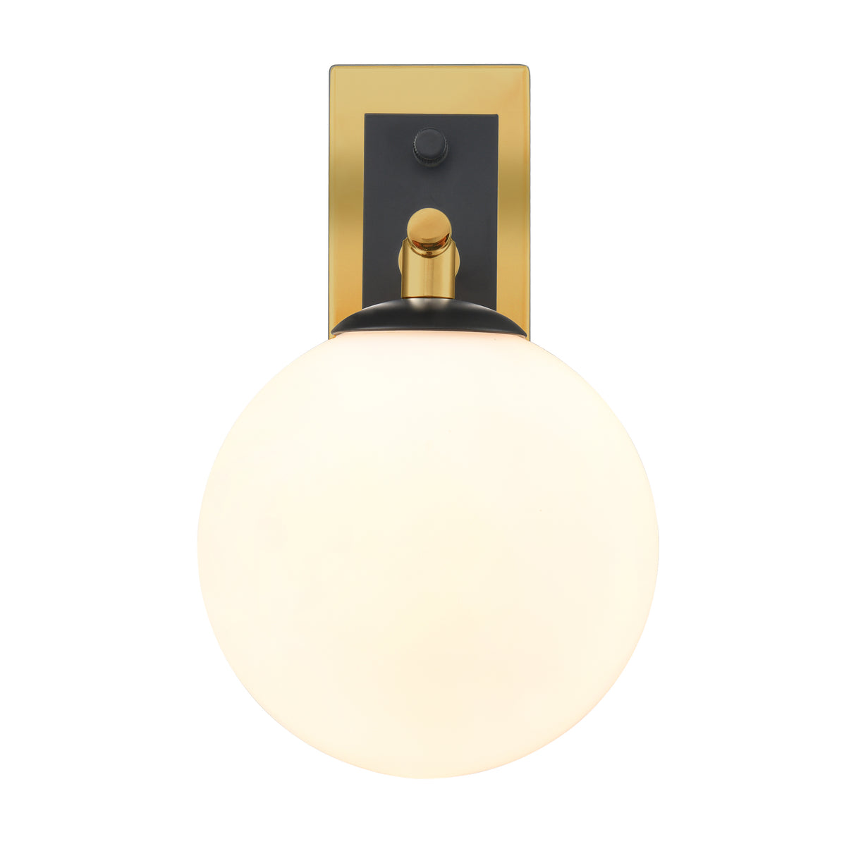 Franklite Stellar Bathroom Wall light matt black and aged brass with opal glass