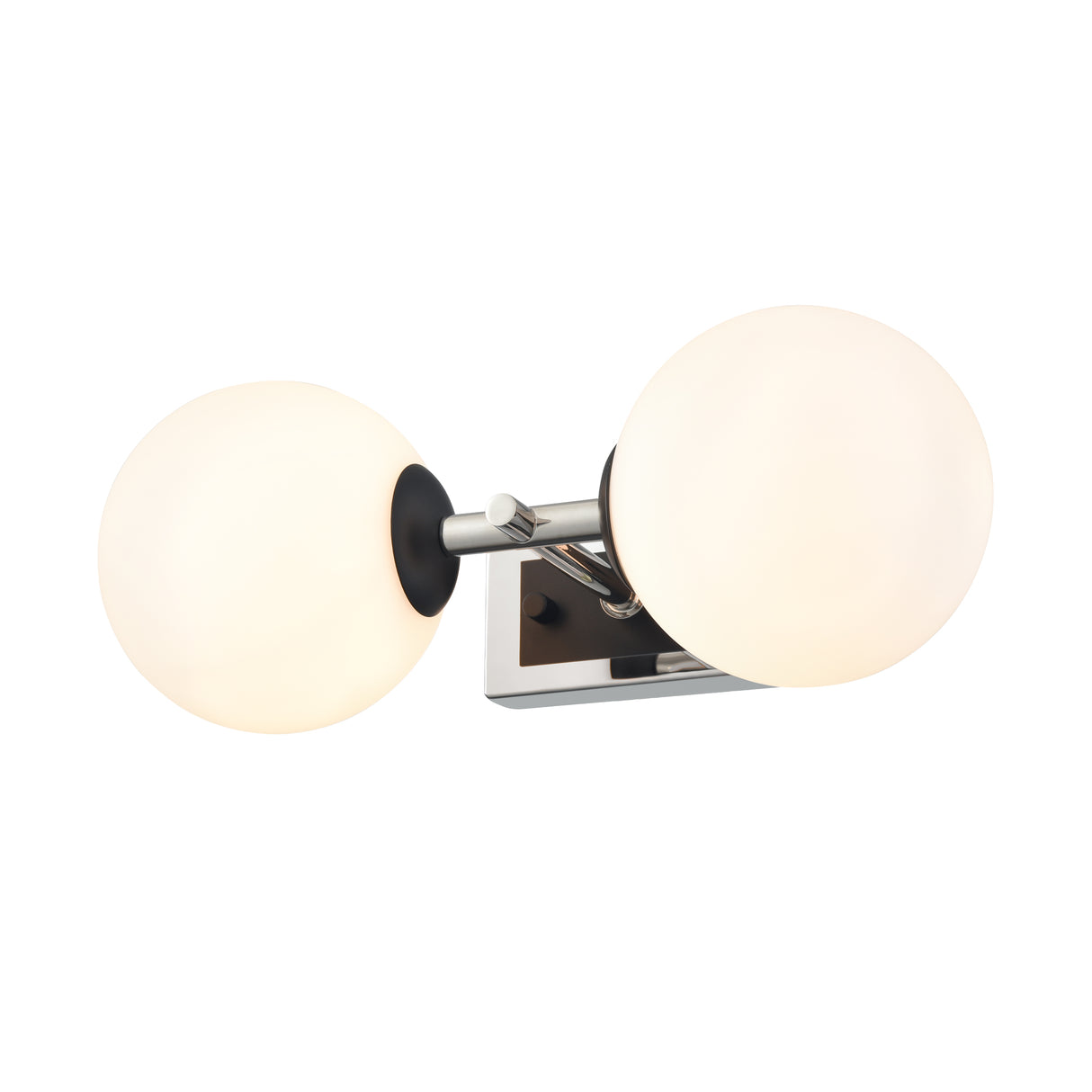 Franklite Stellar Bathroom Double Wall light matt black and polished nickel with opal glass