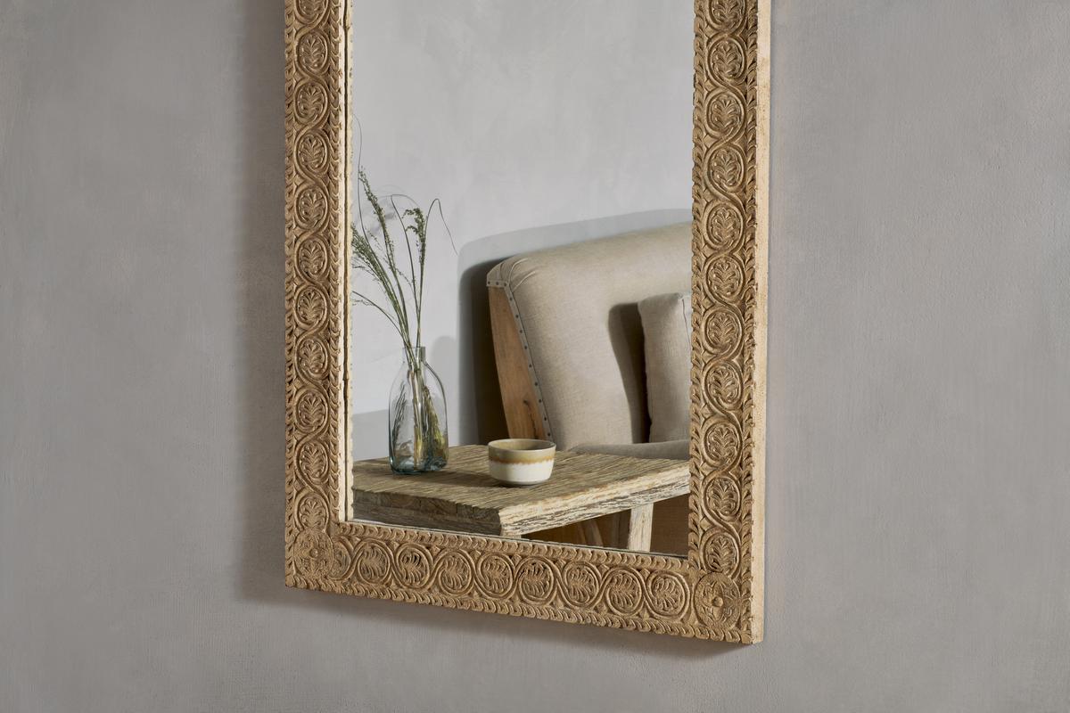 Nkuku Tannir Mango Wood Carved Mirror Natural