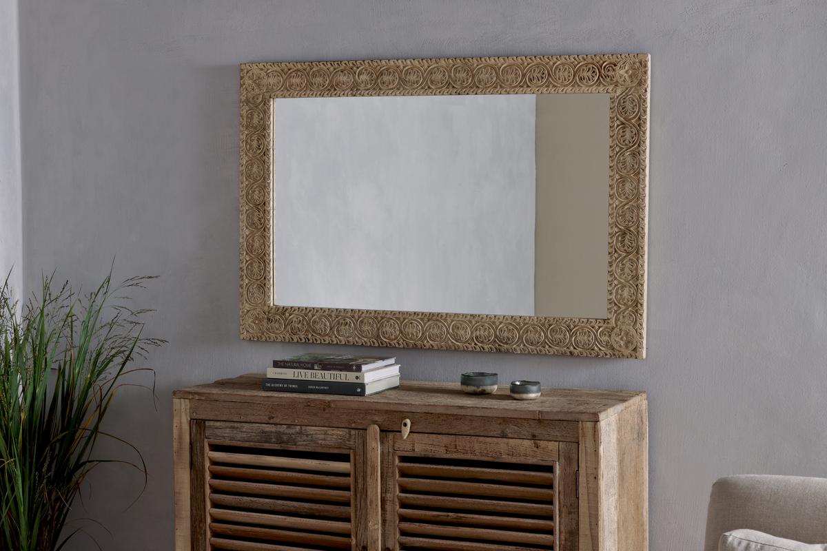 Nkuku Tannir Mango Wood Carved Mirror Natural