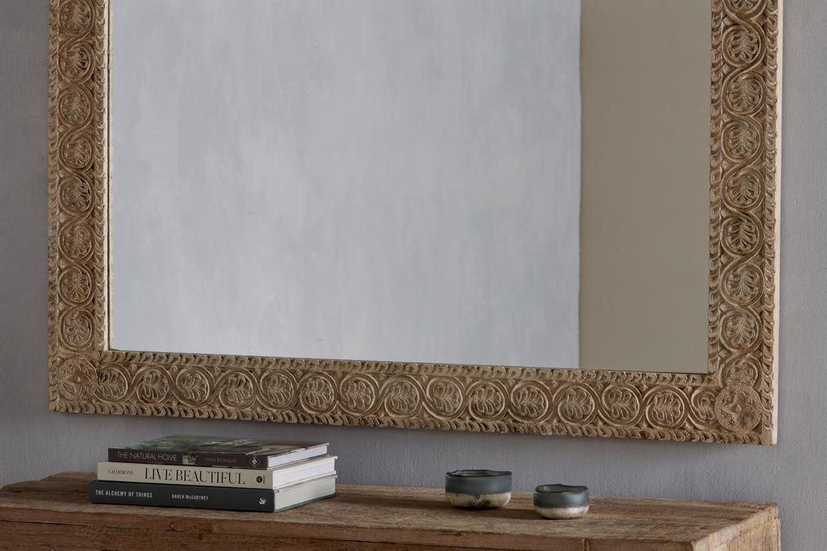 Nkuku Tannir Mango Wood Carved Mirror Natural