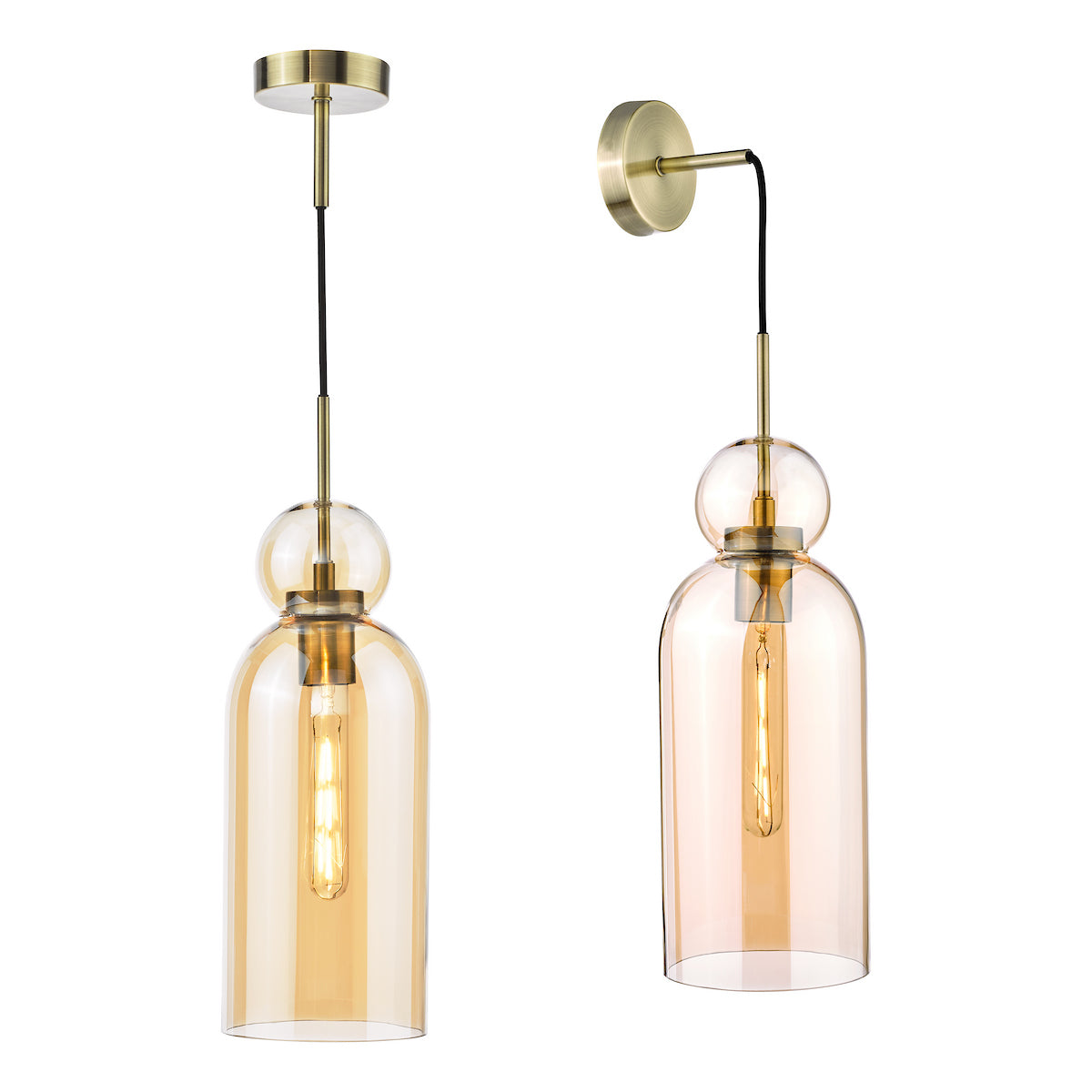 Dar Tao Pendant Brushed Bronze and Amber Glass