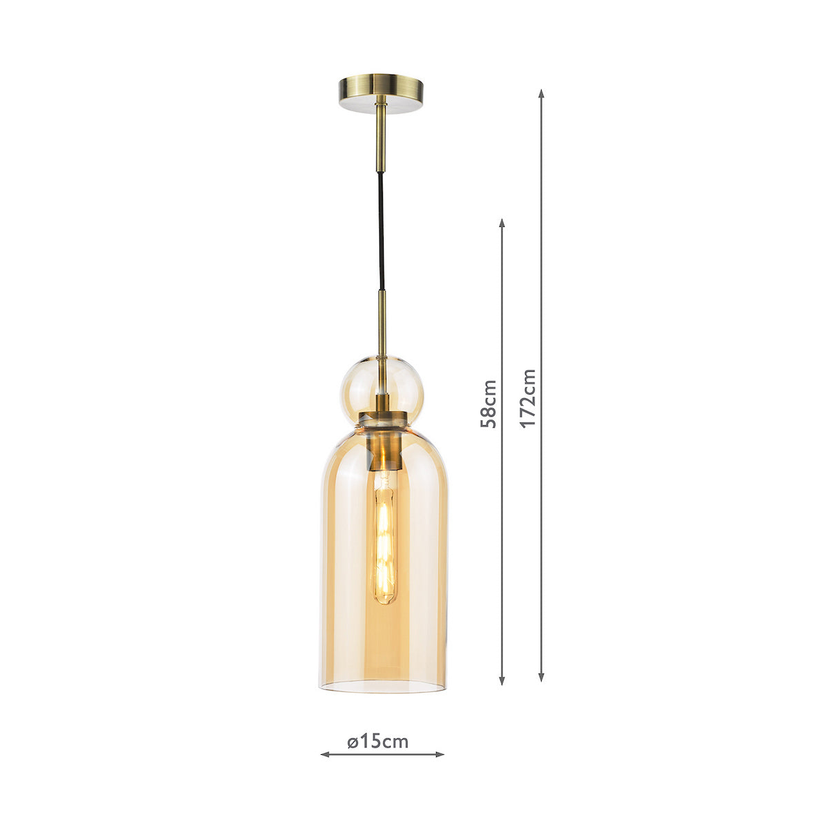 Dar Tao Pendant Brushed Bronze and Amber Glass