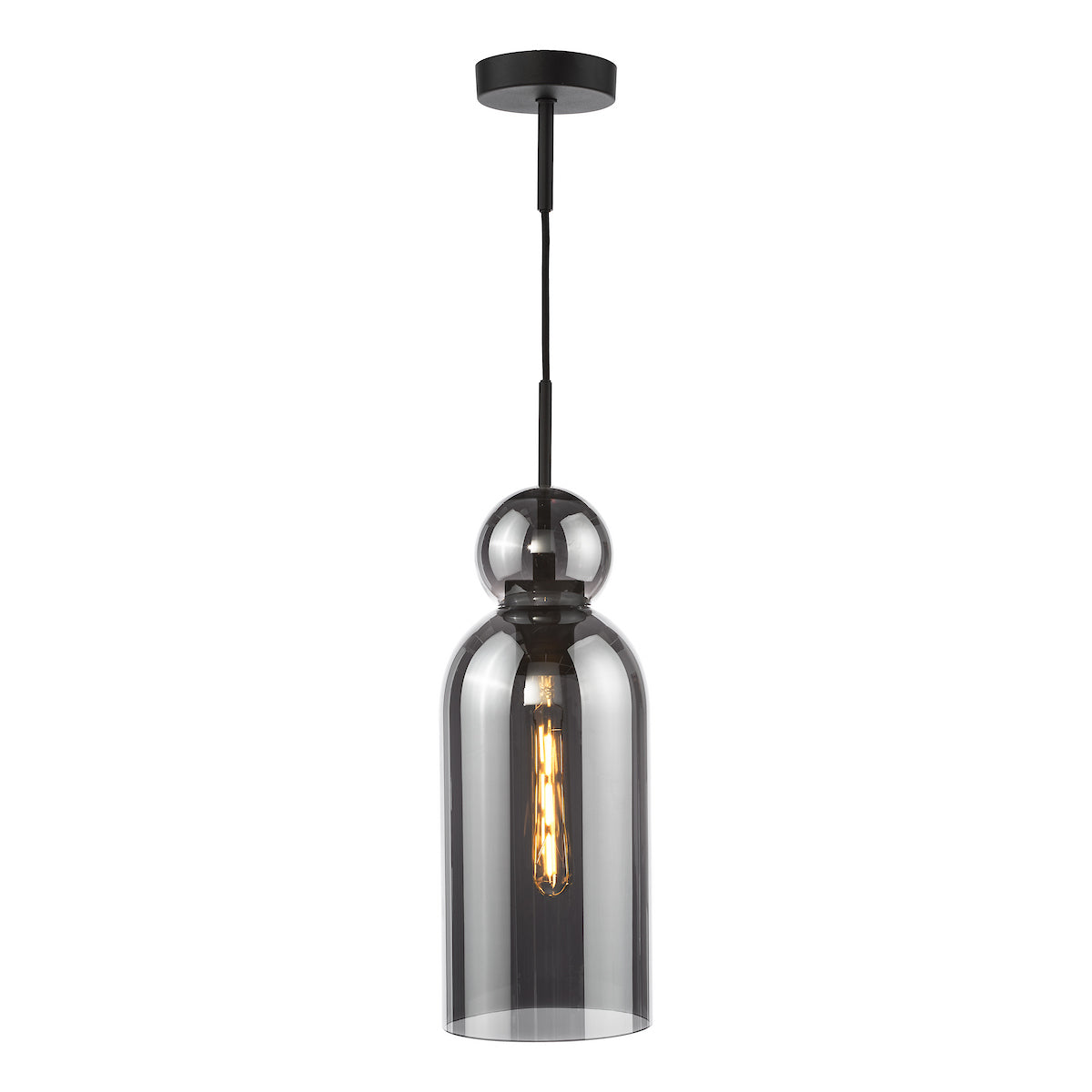 Dar Tao Pendant Matt Black and Smoked Glass