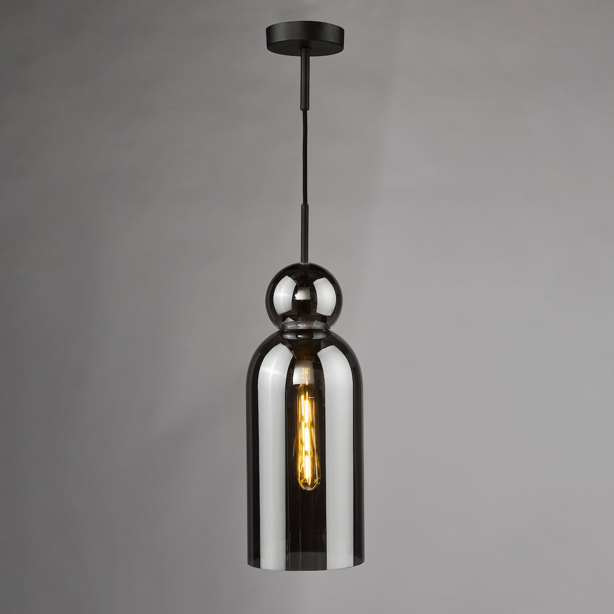 Dar Tao Pendant Matt Black and Smoked Glass