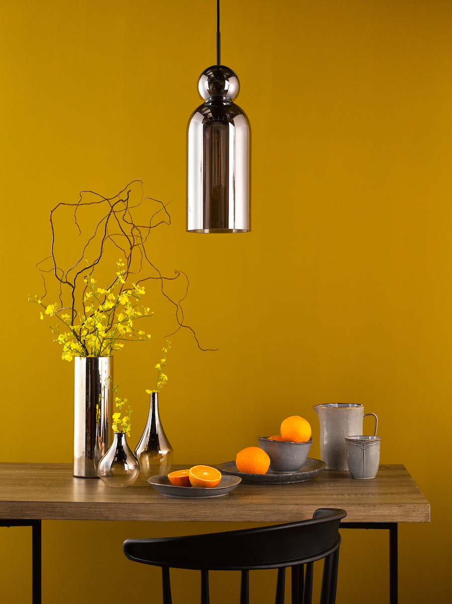 Dar Tao Pendant Matt Black and Smoked Glass