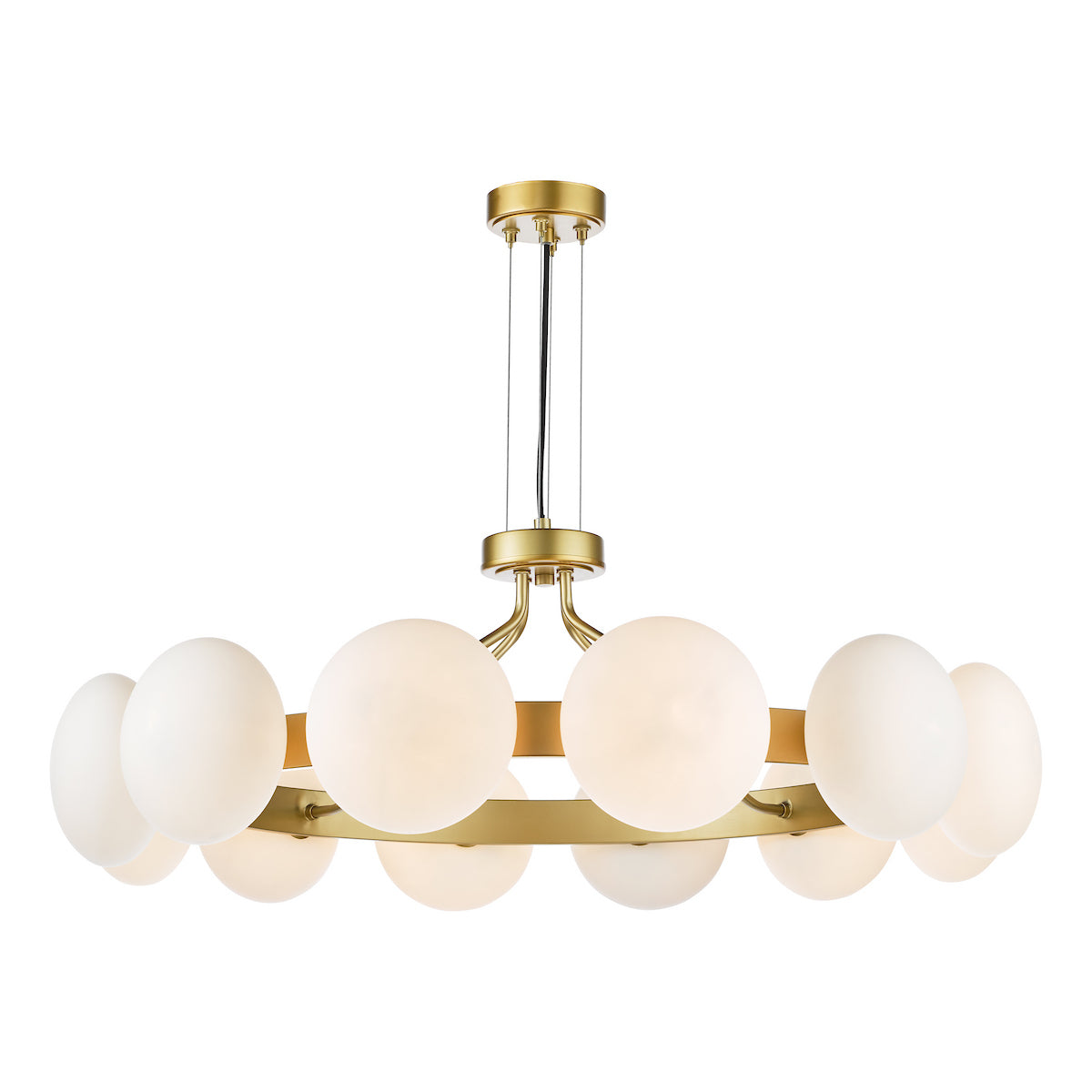 Dar Tauri 12 Light Pendant Matt Gold and Opal Glass