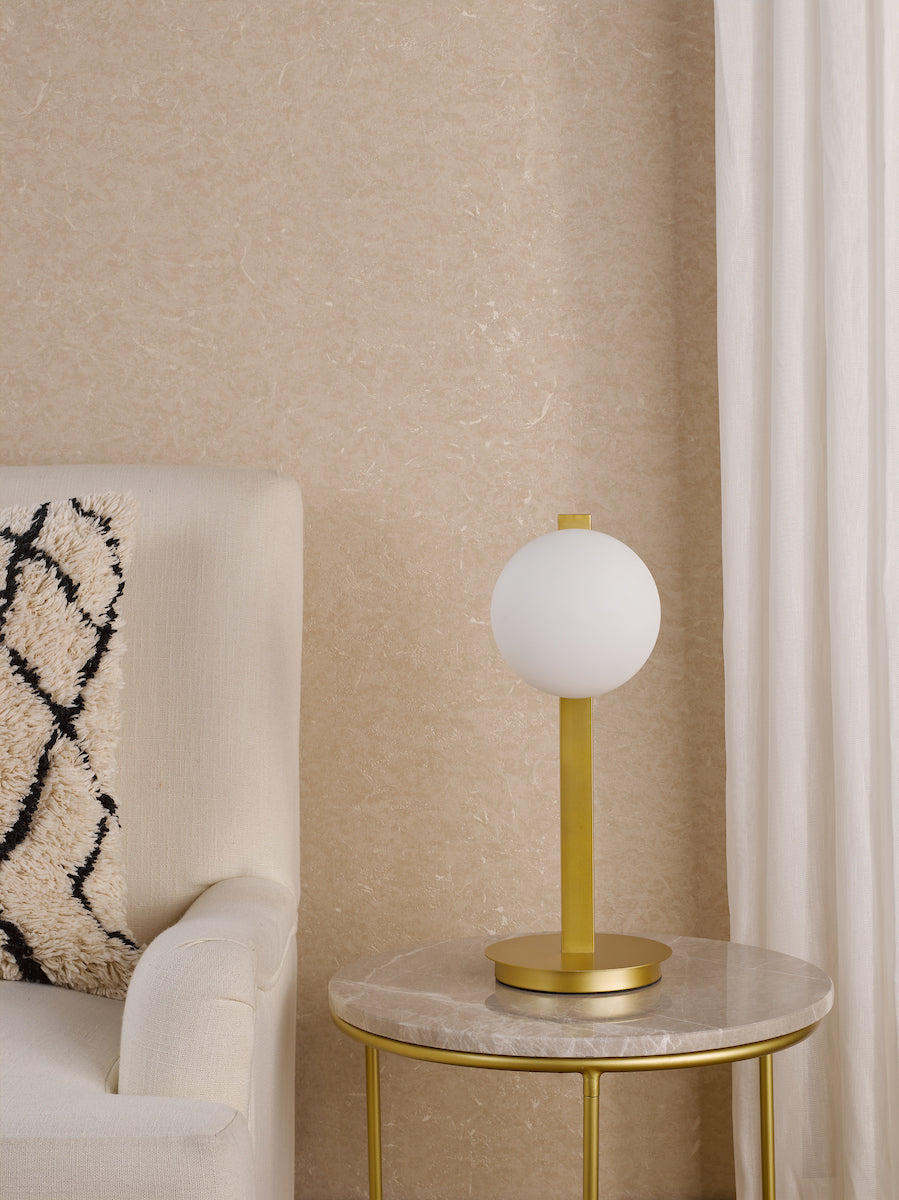 Dar Tauri Table Lamp Matt Gold and Opal Glass