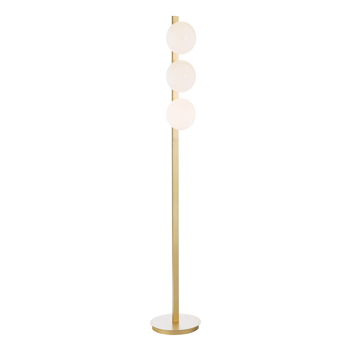 Dar Tauri 3 Light Floor Lamp Matt Gold and Opal Glass