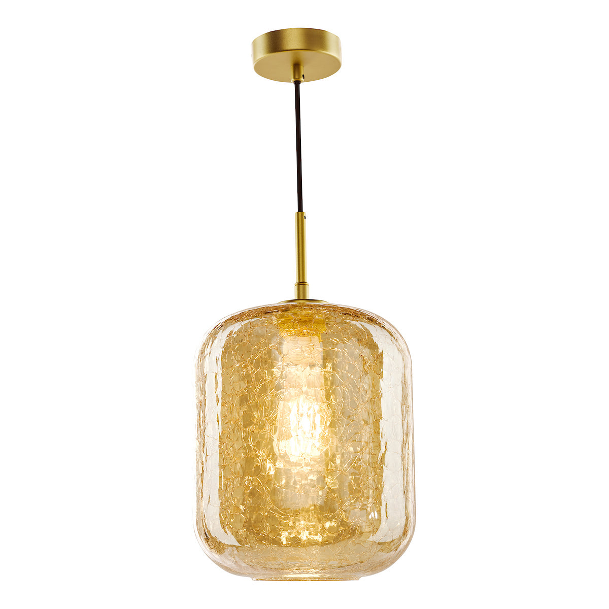 Dar Tavia Pendant Satin Gold and Amber Glass