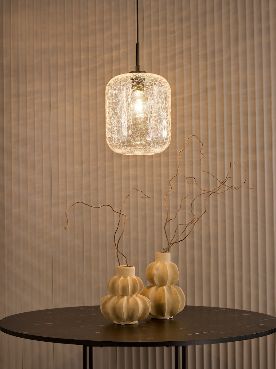 Dar Tavia Pendant Matt Black and Glass