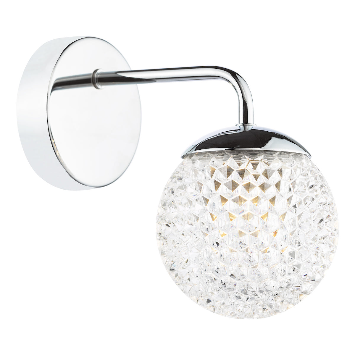 Dar Teva Wall Light Polished Chrome and Faceted Acrylic IP44