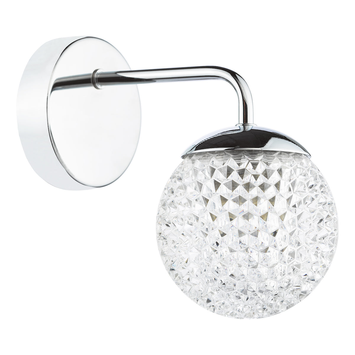 Dar Teva Wall Light Polished Chrome and Faceted Acrylic IP44