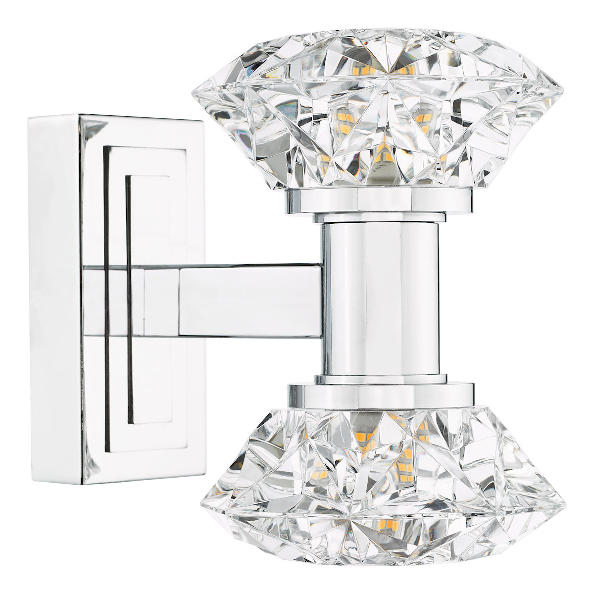 Dar Tiana 2 Light Wall Light Polished Chrome and Faceted Acrylic