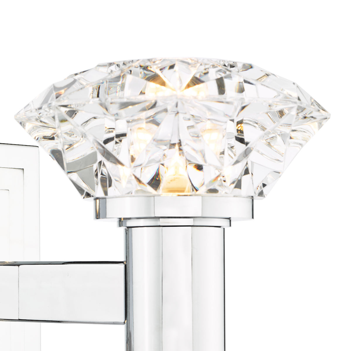 Dar Tiana 2 Light Wall Light Polished Chrome and Faceted Acrylic