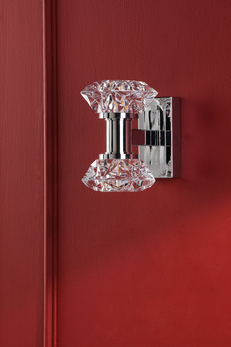 Dar Tiana 2 Light Wall Light Polished Chrome and Faceted Acrylic