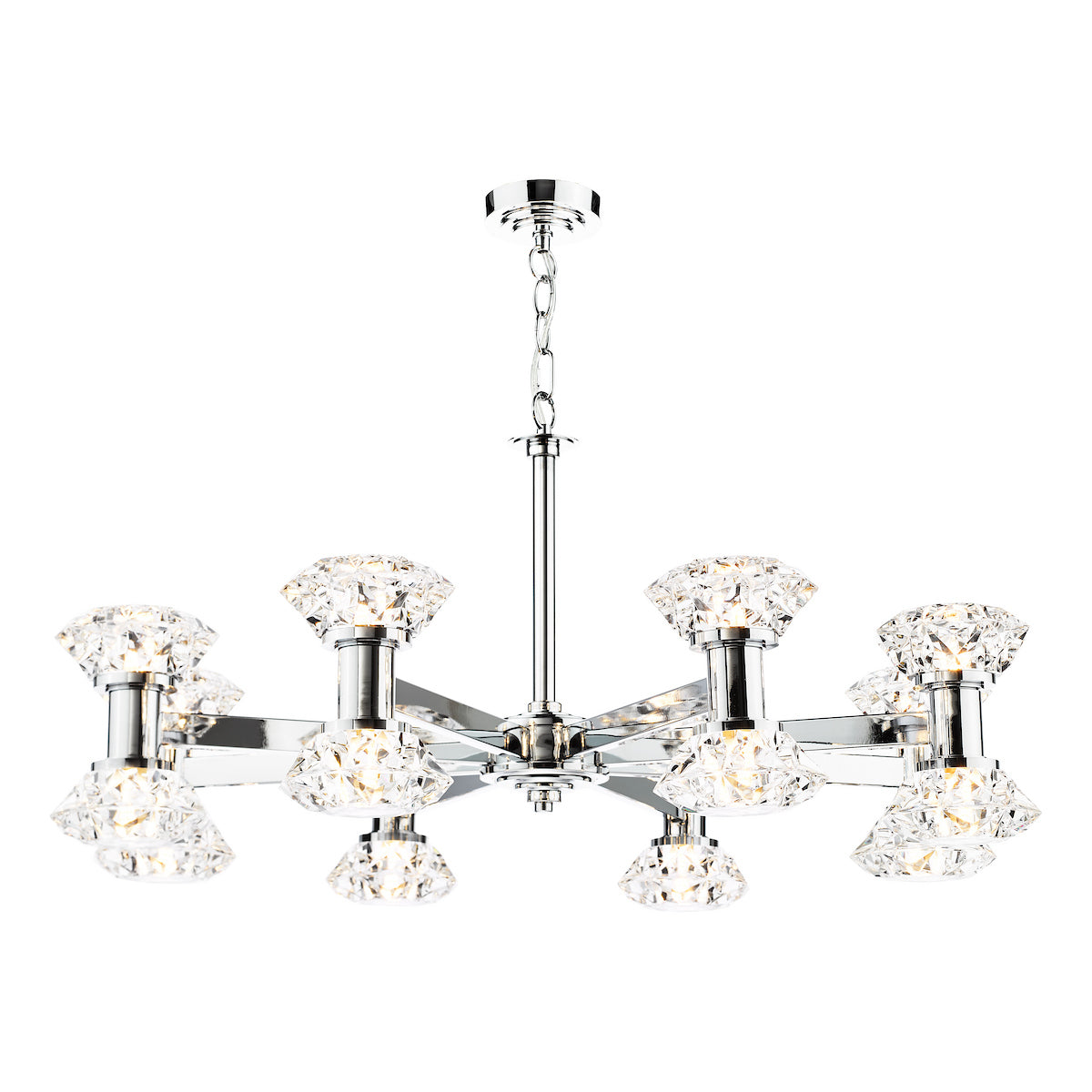 Dar Tiana 16 Light Armed Pendant Polished Chrome
