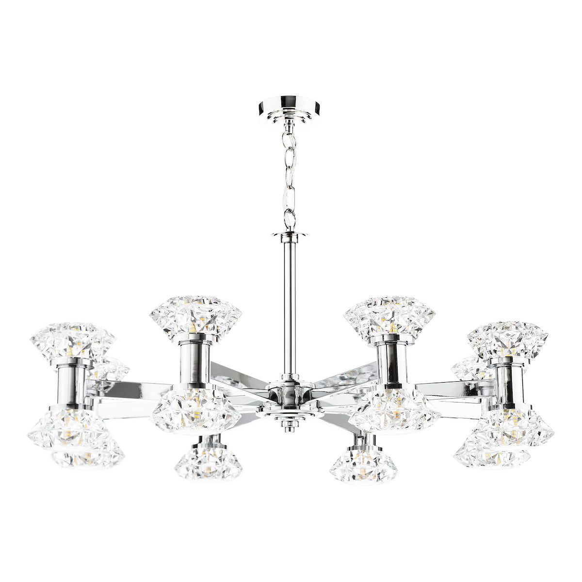 Dar Tiana 16 Light Armed Pendant Polished Chrome