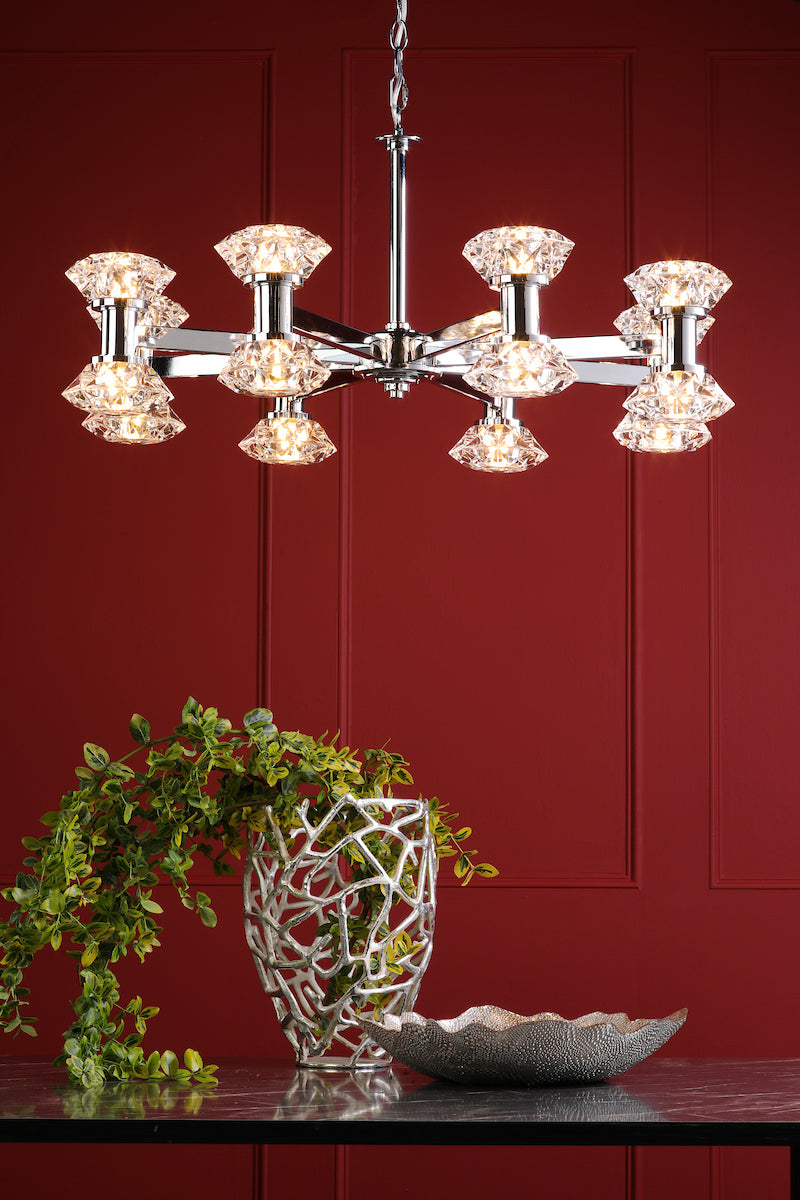 Dar Tiana 16 Light Armed Pendant Polished Chrome