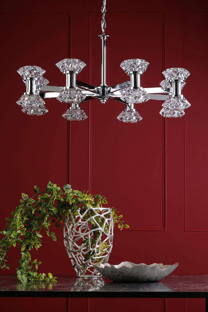 Dar Tiana 16 Light Armed Pendant Polished Chrome