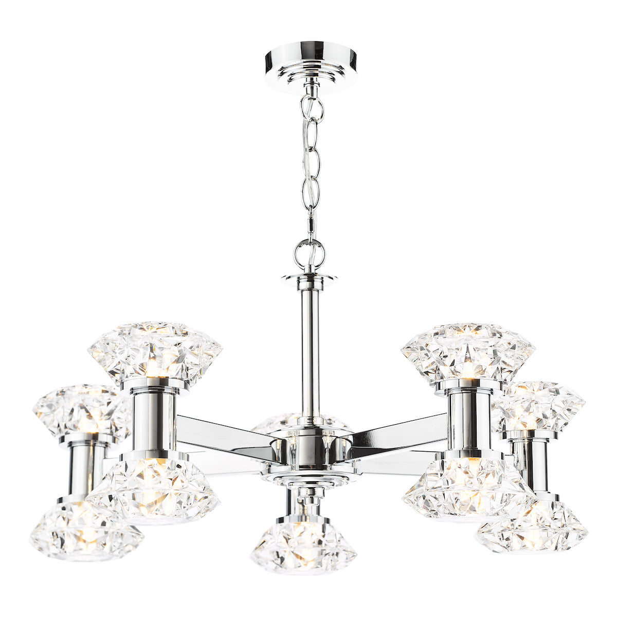Dar Tiana 10 Light Armed Pendant Polished Chrome
