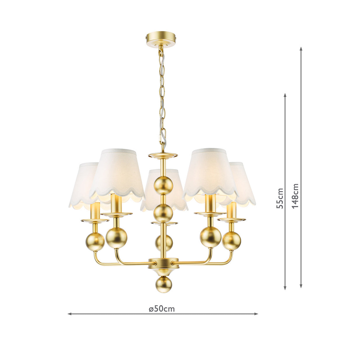 Dar Tilda 5 Light Pendant Satin Gold Fitting Only