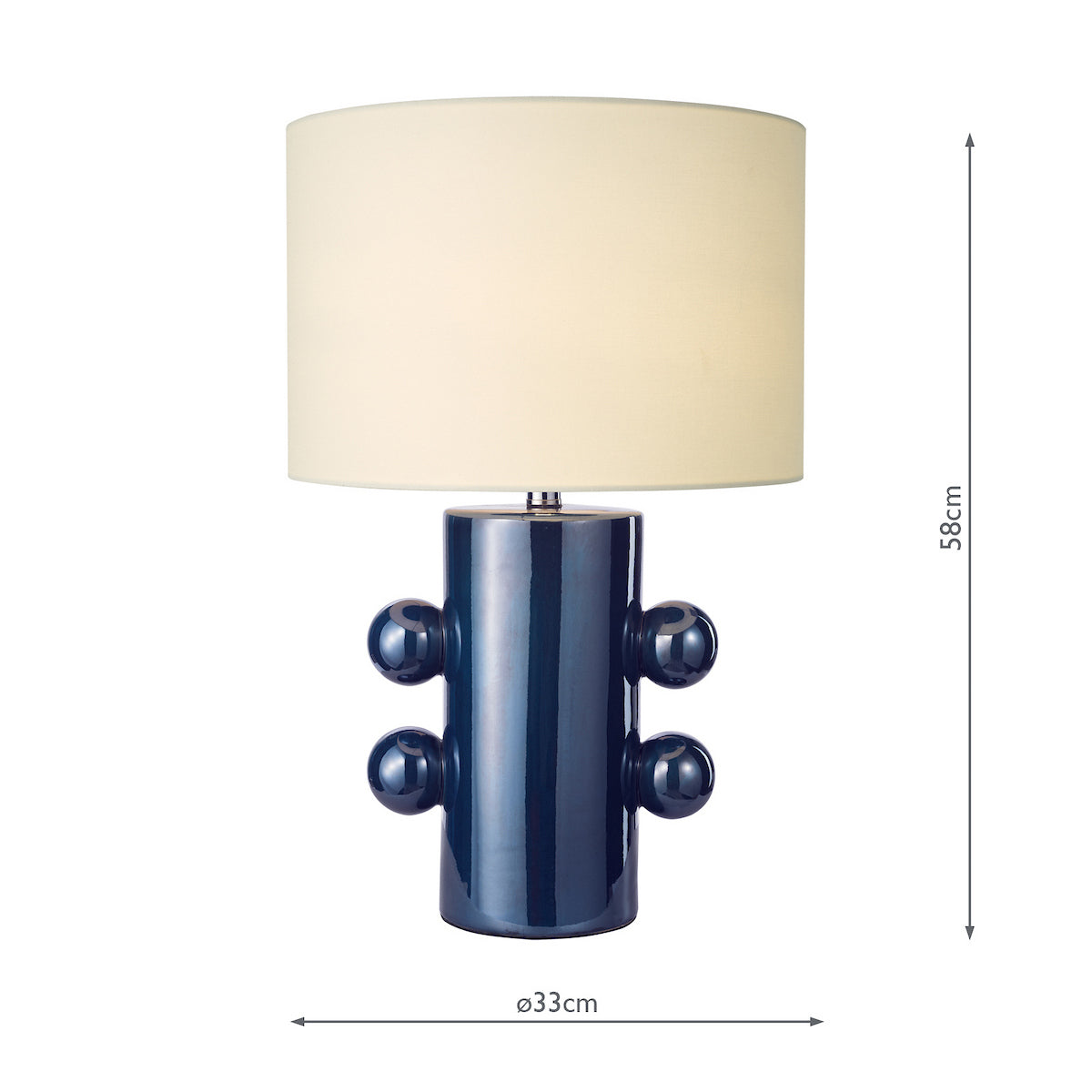Dar Tisha Table Lamp Blue and Polished Chrome With Shade