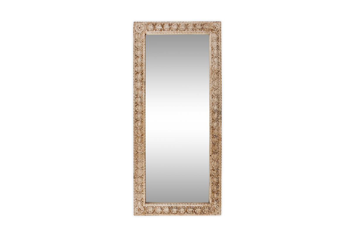 Nkuku Tannir Carved Mango Wood Mirror Natural