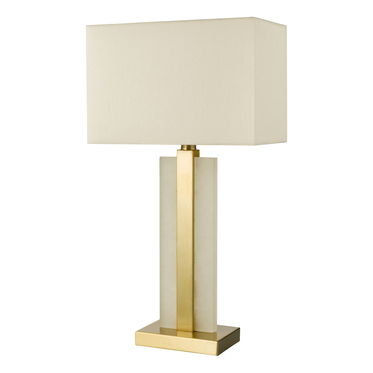 Dar Tokori Table Lamp Alabaster and Brushed Gold With Shade