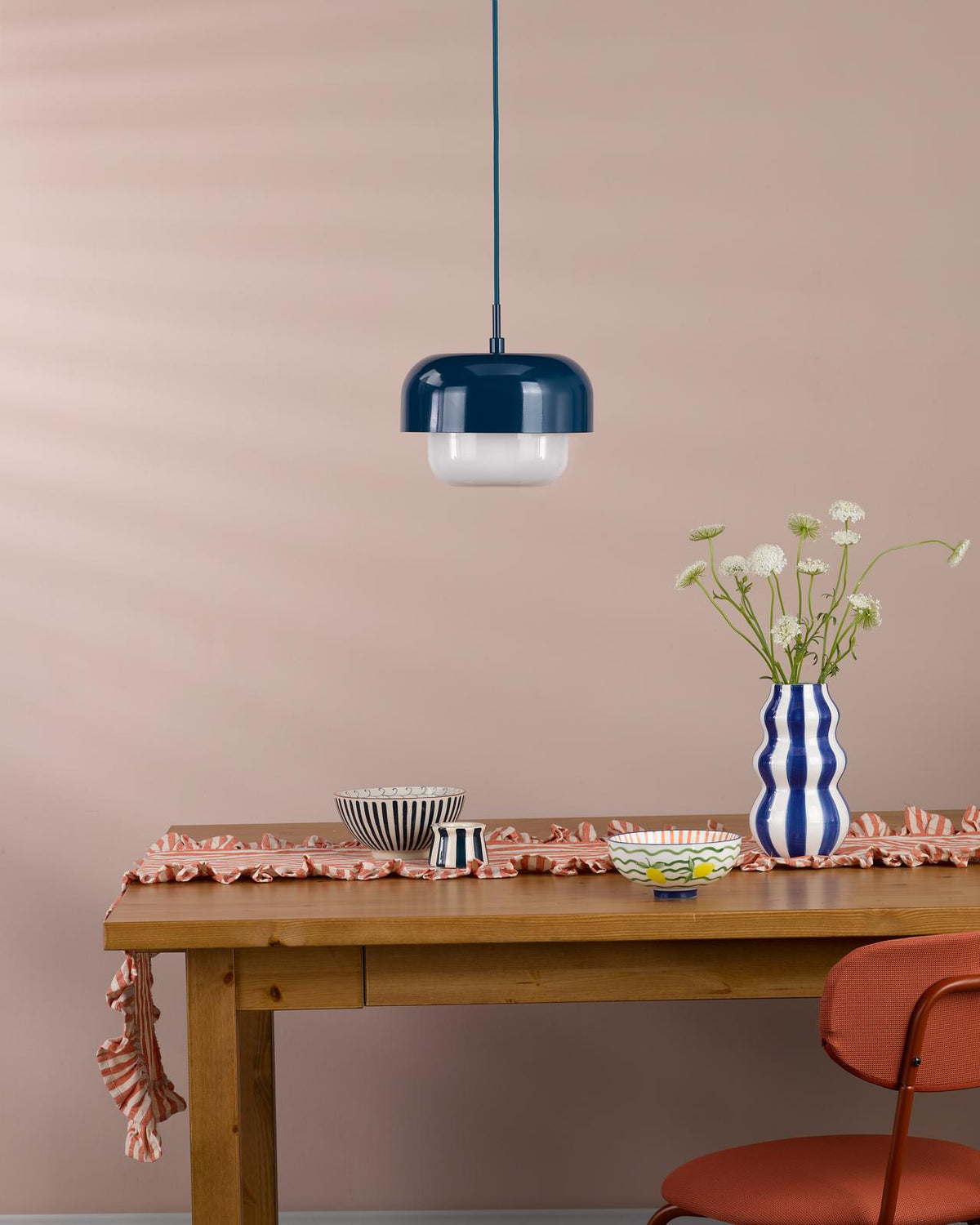 Dar Topanga Pendant Blue and Opal Glass