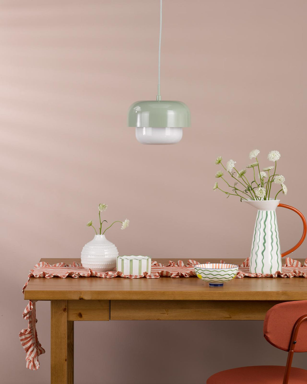 Dar Topanga Pendant Green and Opal Glass