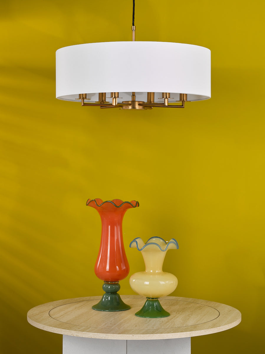 Dar Tyler 6 Light Shadelier Antique Bronze and White With Shade