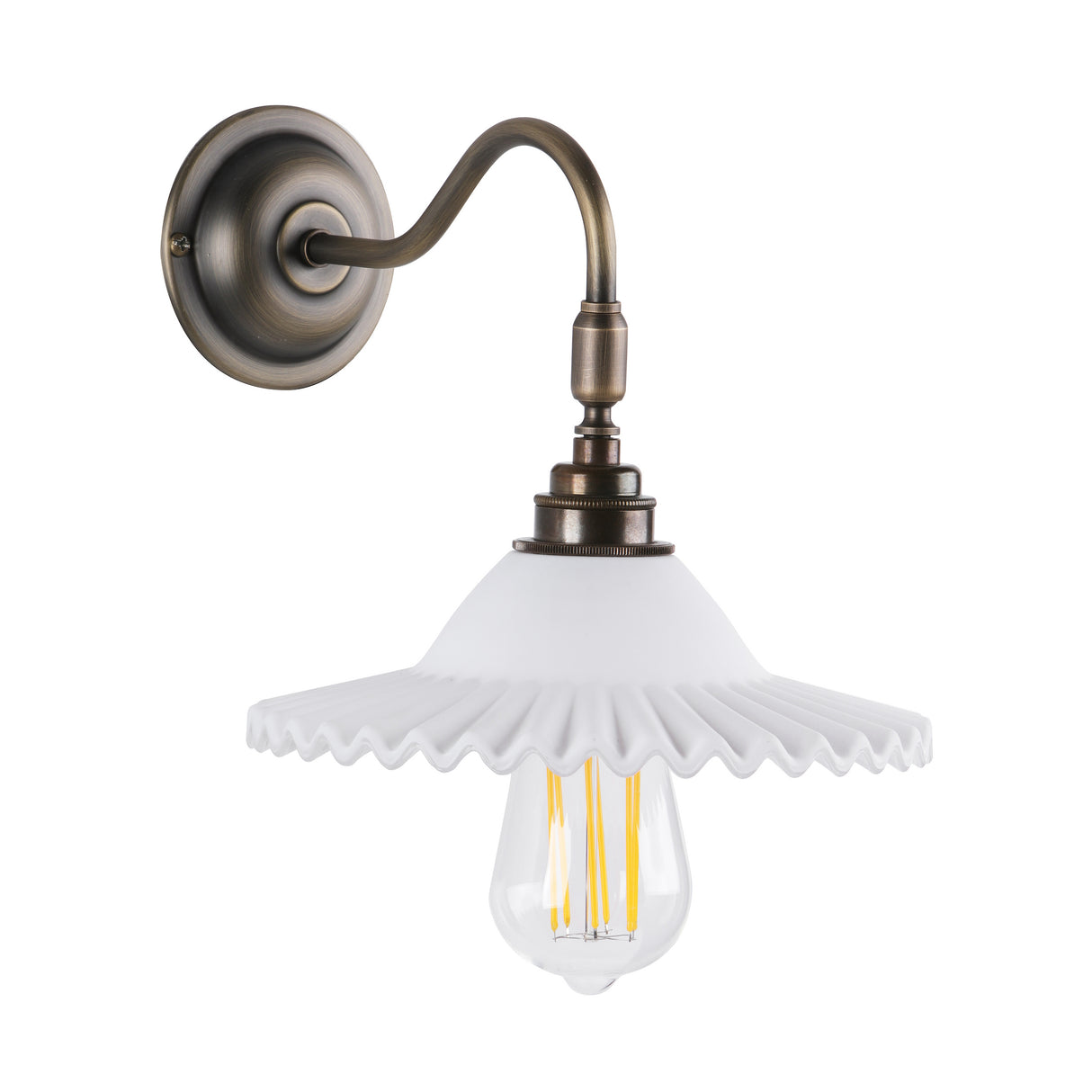 David Hunt Tysoe Wall Light Opal Glass and Antique Brass