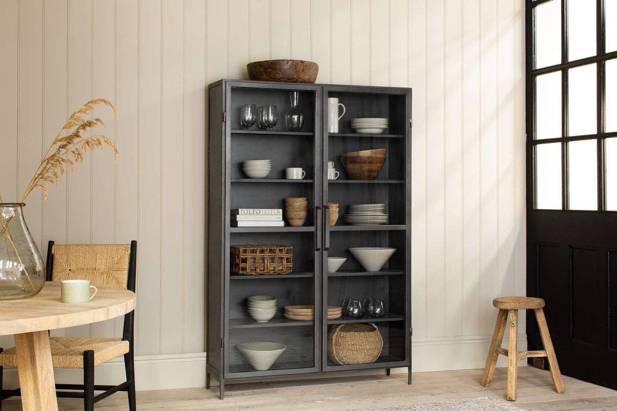 Nkuku Takua Iron Cabinet Dark Grey Wide