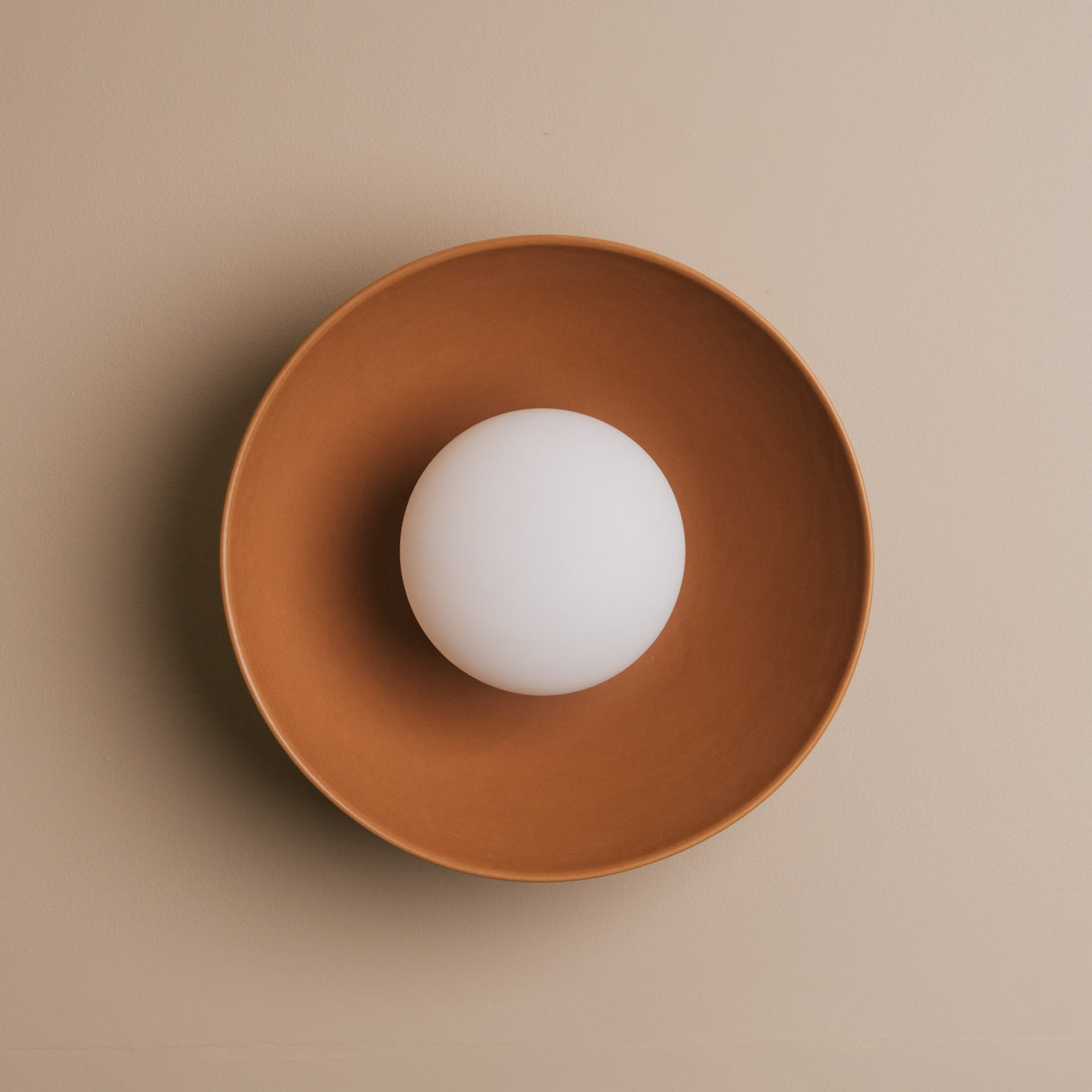 Studio Haran Dawn Flush Wall Light in Ceramic and Oak