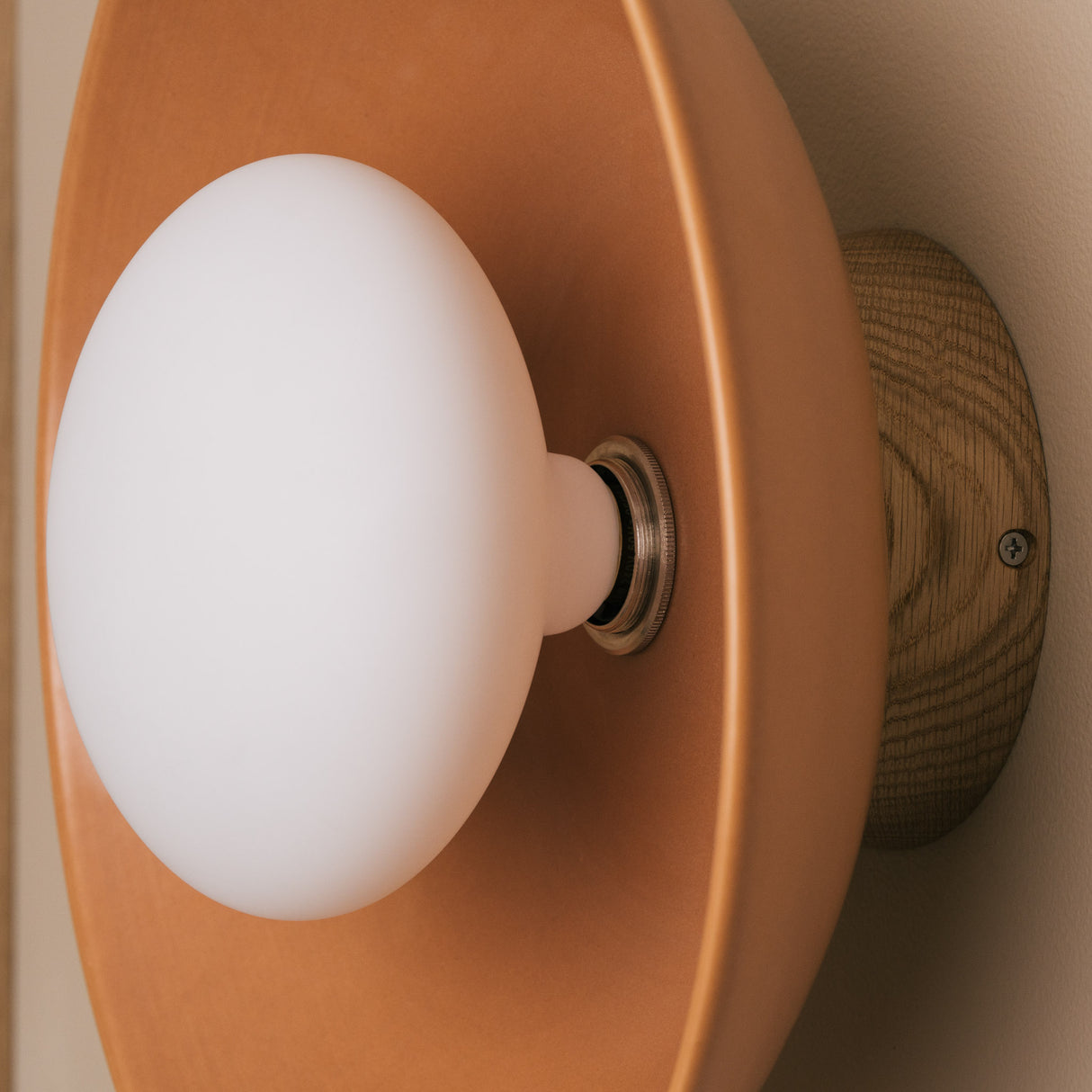 Studio Haran Dawn Flush Wall Light in Ceramic and Oak