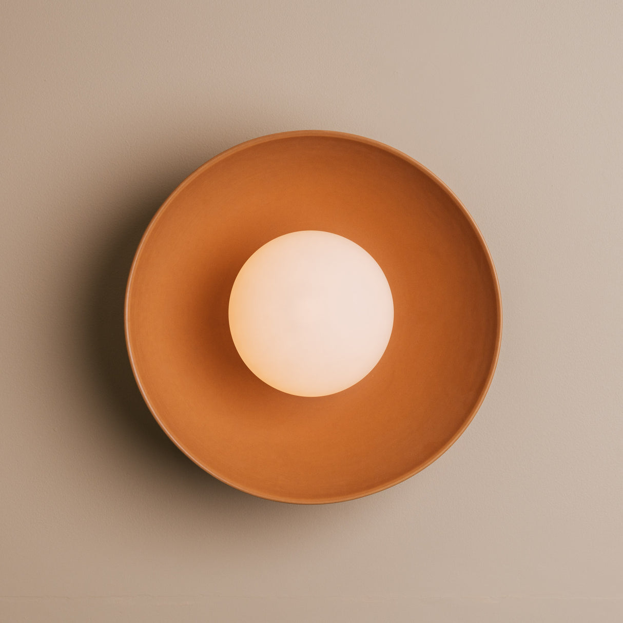 Studio Haran Dawn Flush Wall Light in Ceramic and Oak