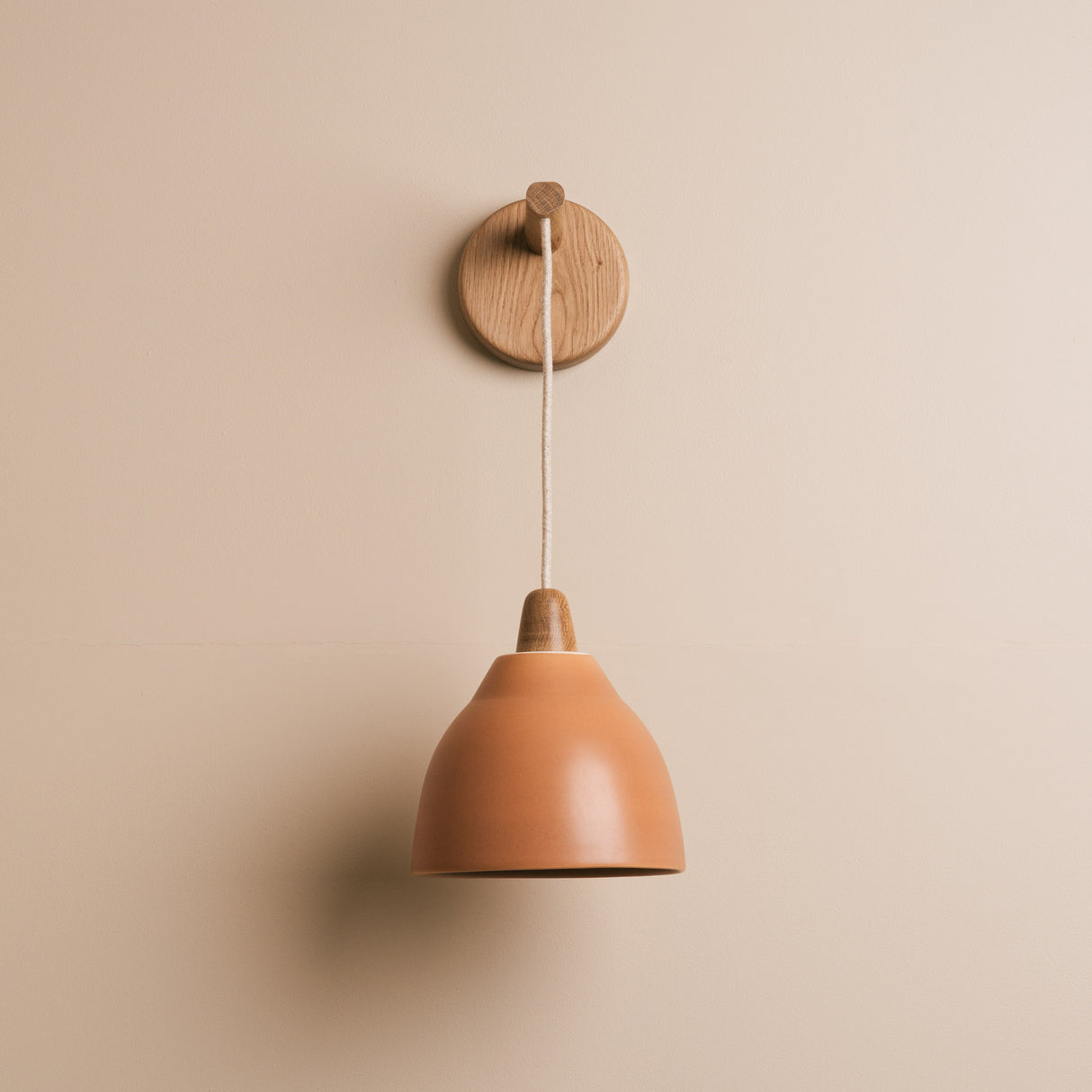 Studio Haran Element Hanging Wall Light in Ceramic and Oak