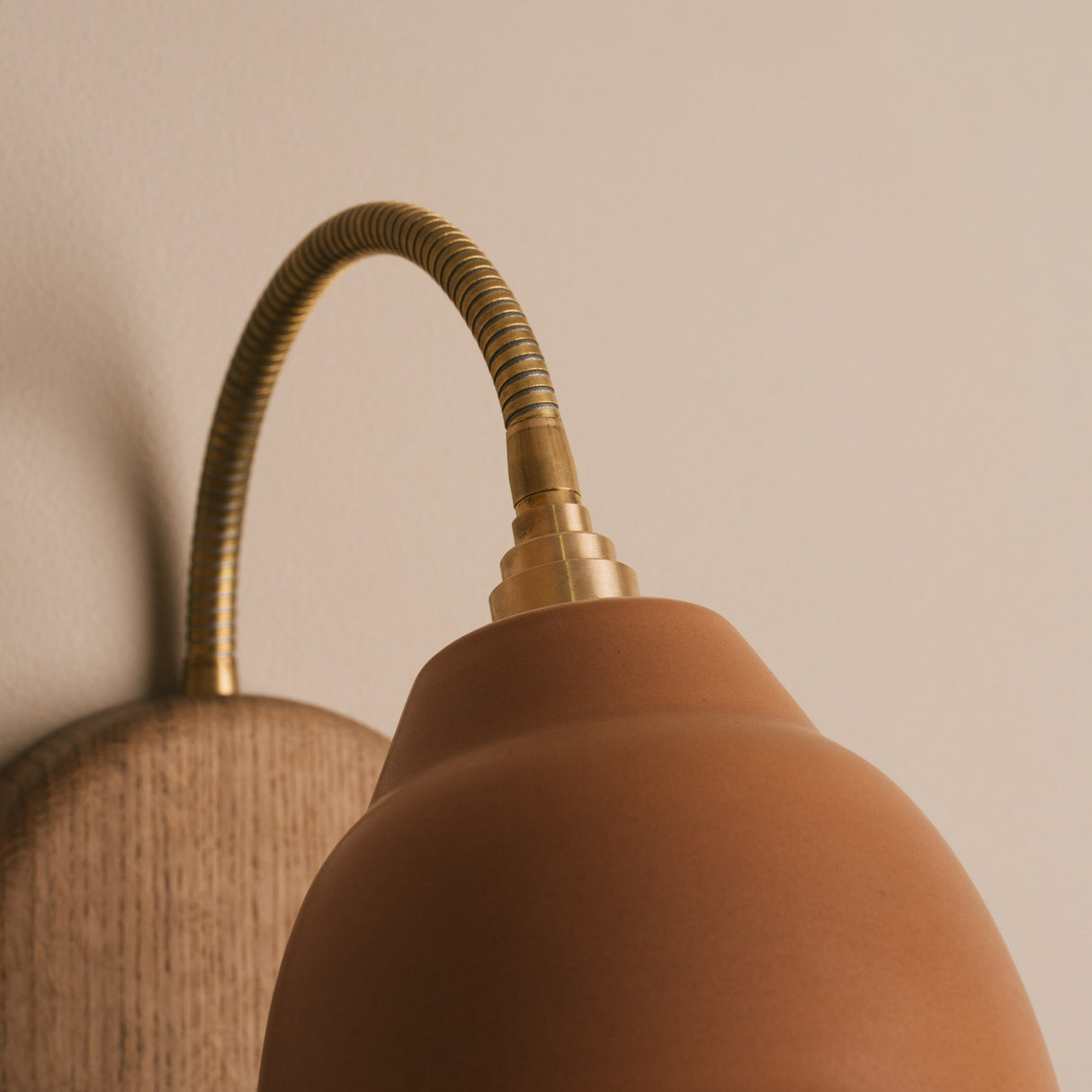 Studio Haran Flex Wall Light in Brass/Nickel, Ceramic and Oak