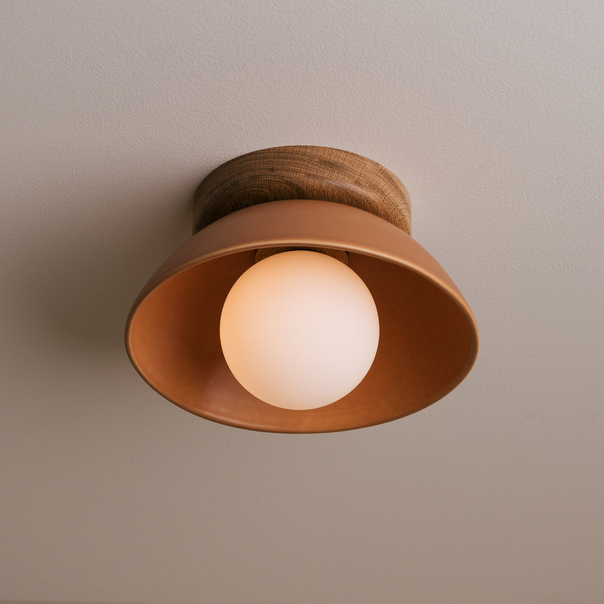 Studio Haran Small Dawn Ceiling Light in Ceramic and Oak