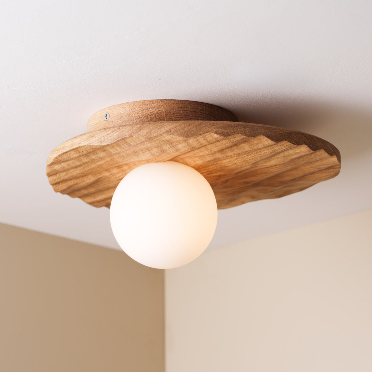 Studio Haran Towan Flush Ceiling Light in Solid Wood