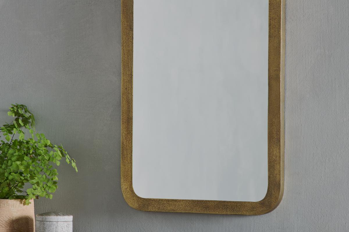 Nkuku Ungura Rounded Mirror Antique Brass Small
