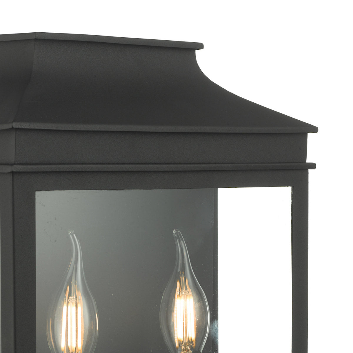 Dar Vapour 2Lt Coach Lantern Wall Light Black IP44