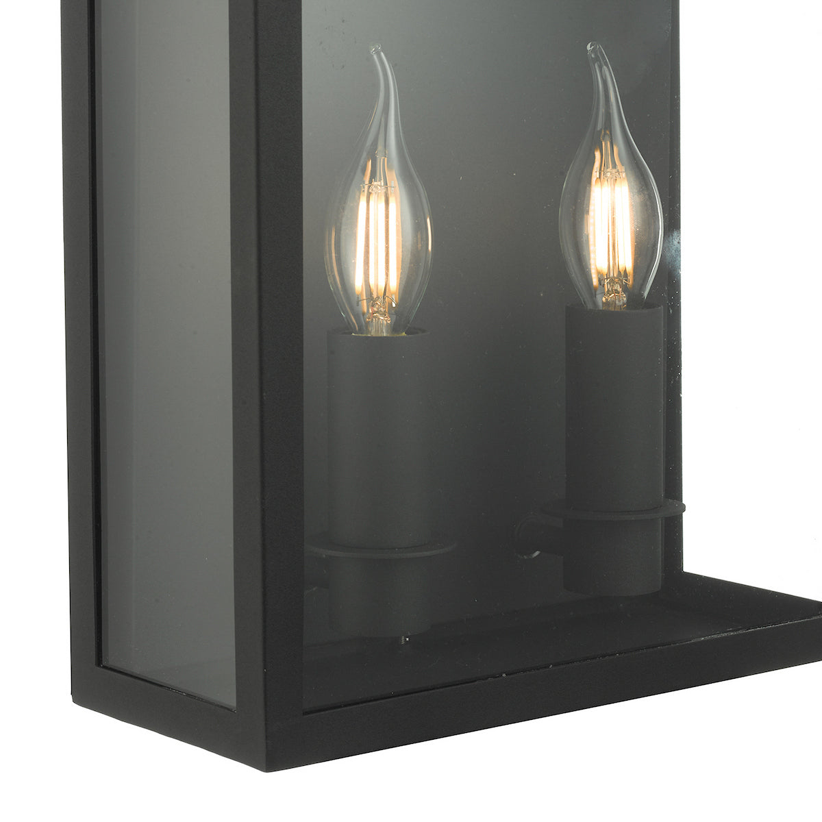 Dar Vapour 2Lt Coach Lantern Wall Light Black IP44