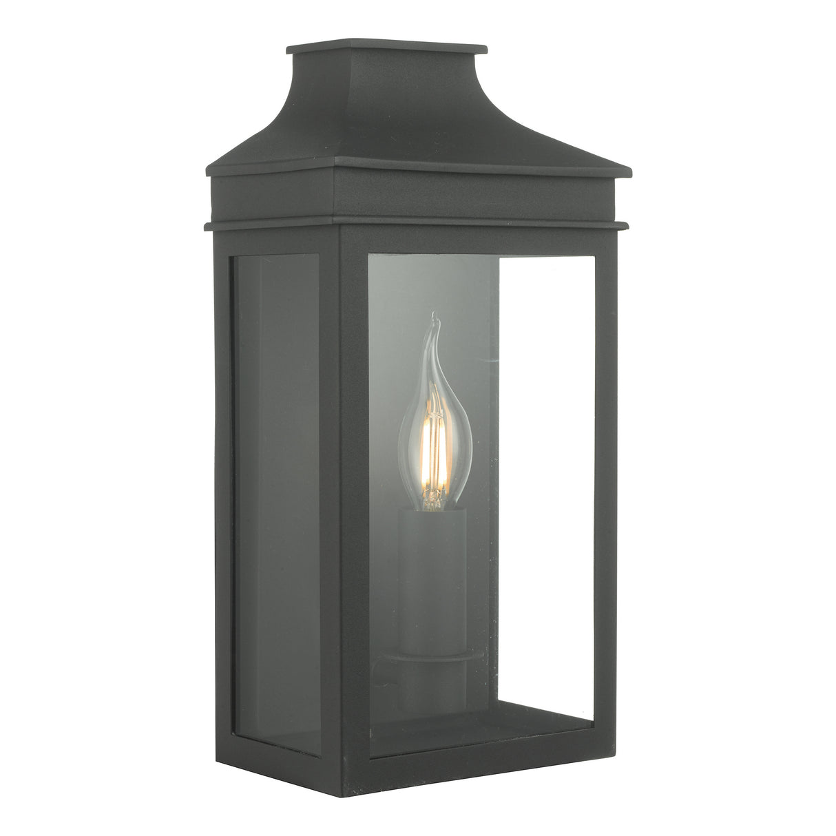 Dar Vapour Outdoor Coach Lantern Wall Light Black IP44