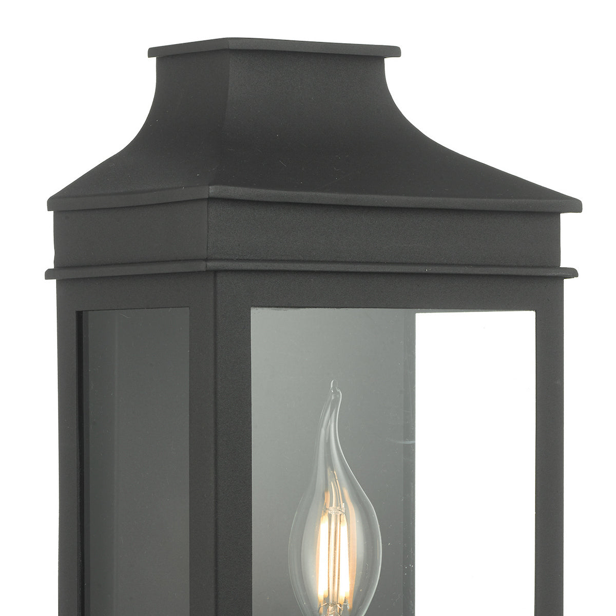 Dar Vapour Outdoor Coach Lantern Wall Light Black IP44